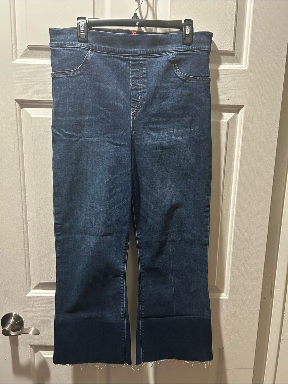 SPANX Vintage Indigo Mid-Rise Crop Flare Stretch Jeans Size XL/14